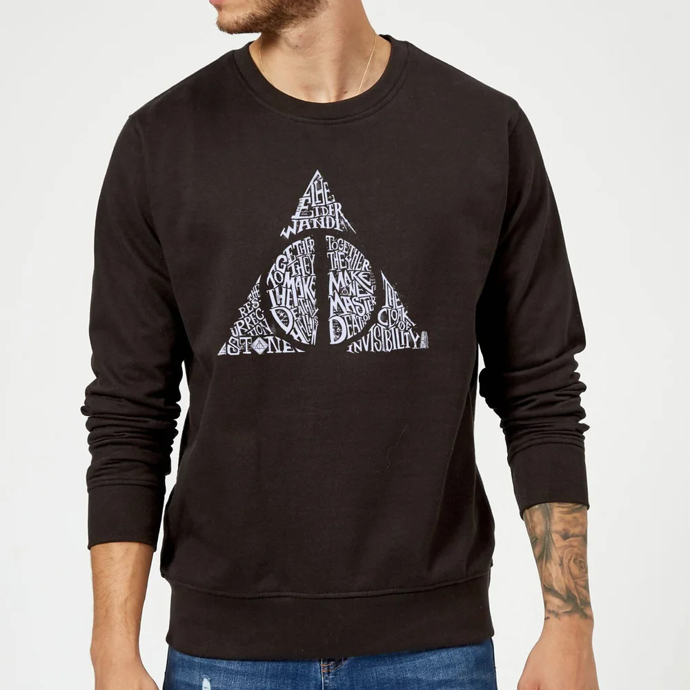 Harry Potter Deathly Hallows Text trui - Zwart - S Afbeelding 1