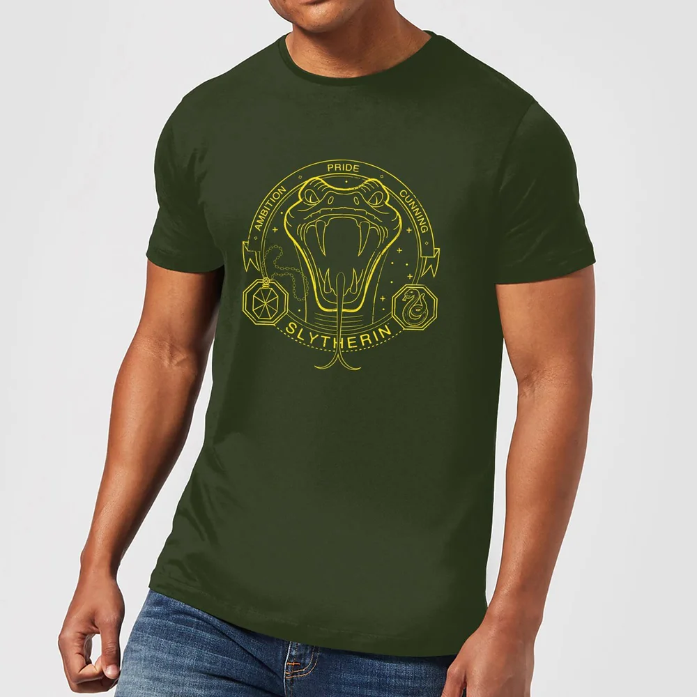 Harry Potter Slytherin Snake Badge t-shirt - Donkergroen - S Afbeelding 1
