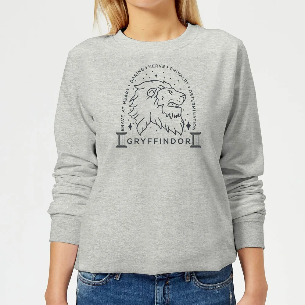 Harry Potter Gryffindor Linework dames trui - Grijs - 3XL - Grijs Afbeelding 1