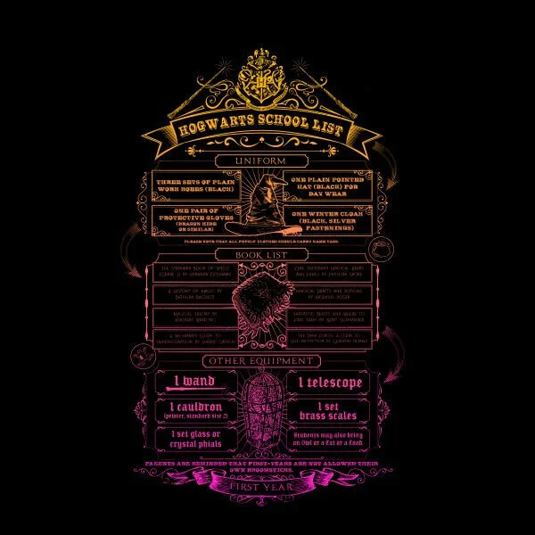 Harry Potter School List dames t-shirt - Zwart
