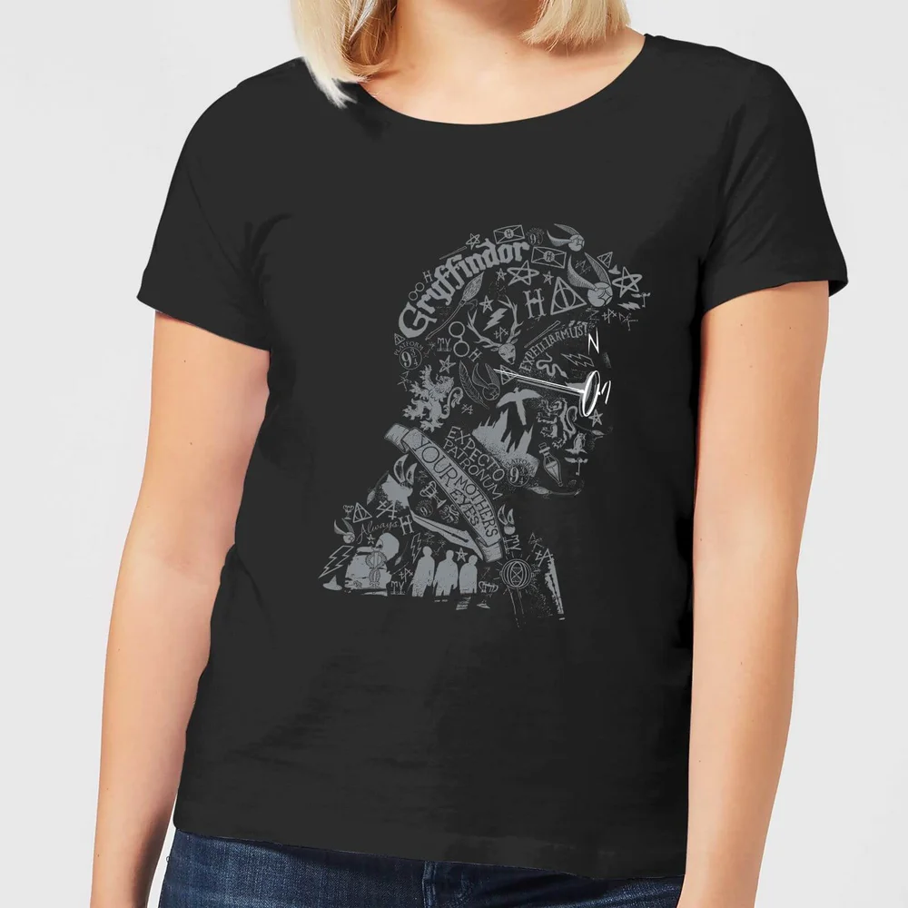 Harry Potter Harry Potter Head dames t-shirt - Zwart - S Afbeelding 1