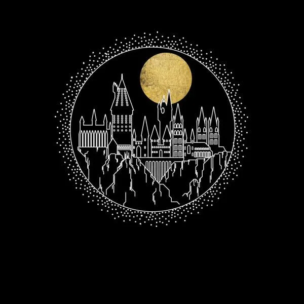 Harry Potter Hogwarts Castle Moon dames t-shirt - Zwart