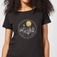 Harry Potter Hogwarts Castle Moon dames t-shirt - Zwart - undefined undefined