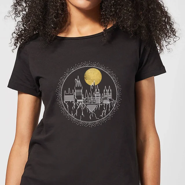 Harry Potter Hogwarts Castle Moon dames t-shirt - Zwart