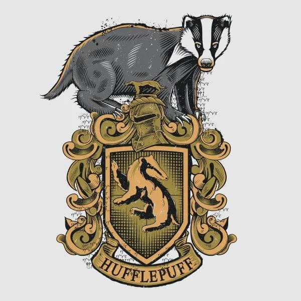 Harry Potter Hufflepuff Drawn Crest dames t-shirt - Grijs