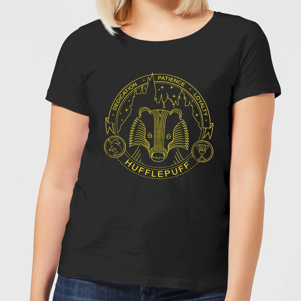 Harry Potter Hufflepuff Badger Badge dames t-shirt - Zwart - S Afbeelding 1