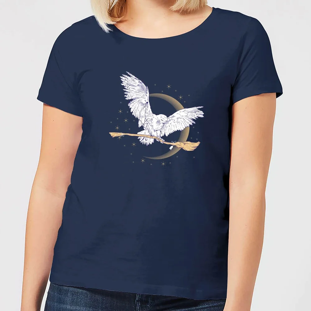 Harry Potter Hedwig Broom dames t-shirt - Navy - S Afbeelding 1