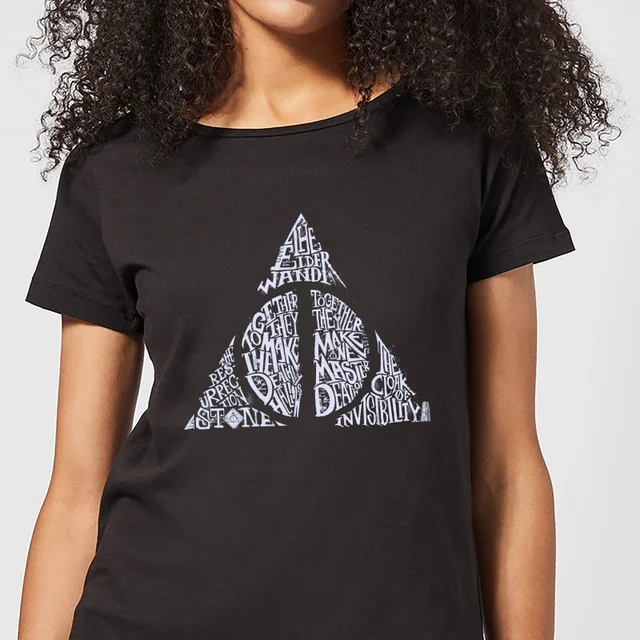 Harry Potter Deathly Hallows Text dames t-shirt - Zwart