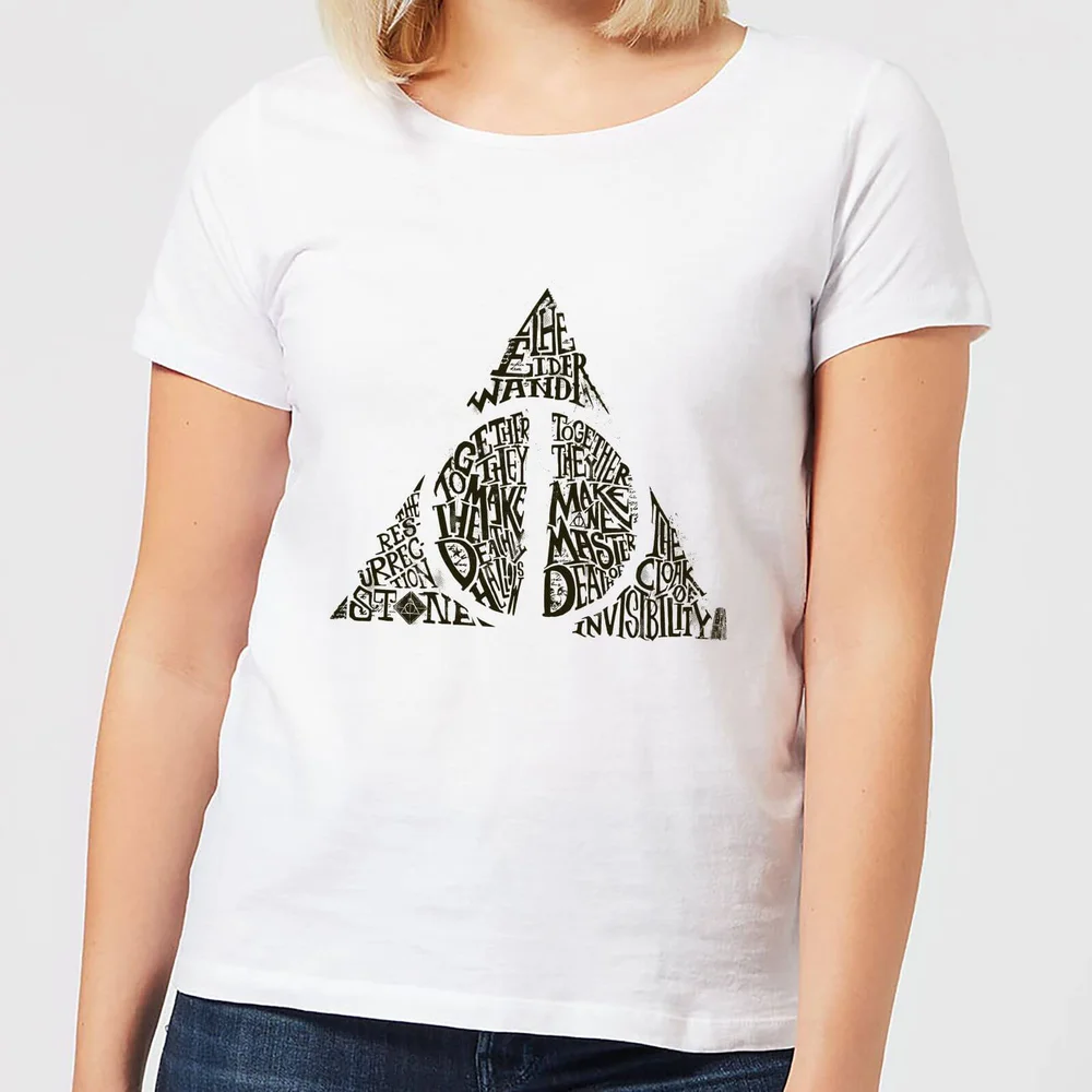 Harry Potter Deathly Hallows Text dames t-shirt - Wit - XS Afbeelding 1