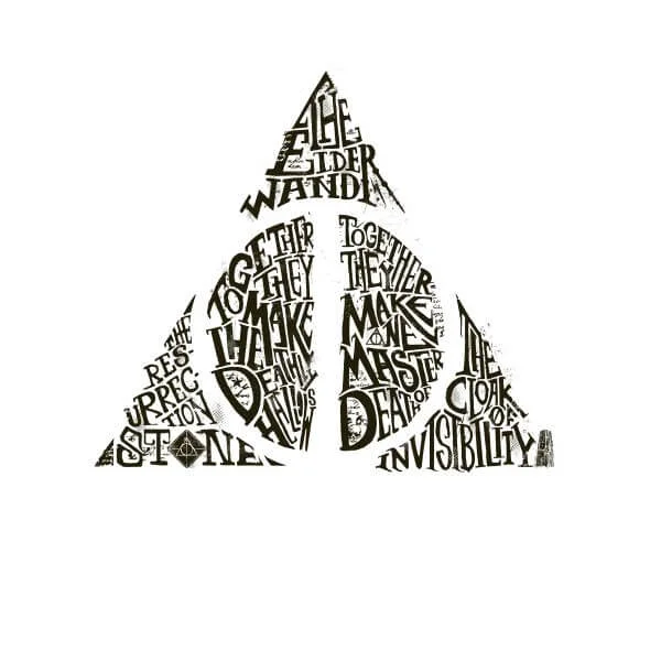 Harry Potter Deathly Hallows Text dames t-shirt - Wit