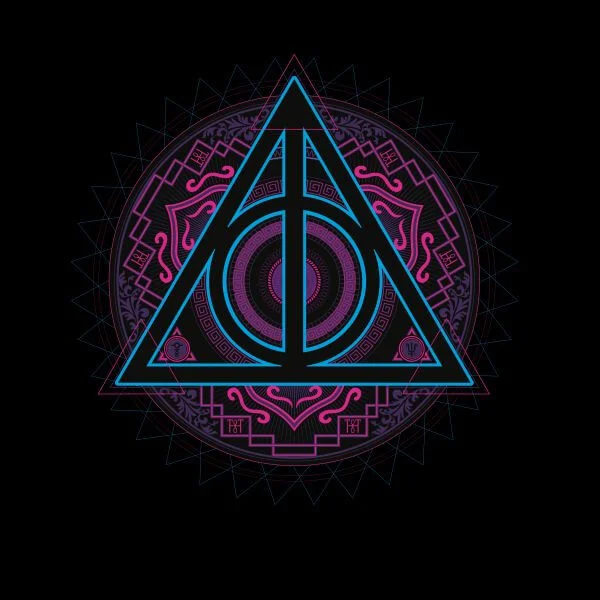 Harry Potter Deathly Hallows Neon dames t-shirt - Zwart