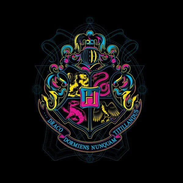 Harry Potter Hogwarts Neon Crest dames t-shirt - Zwart