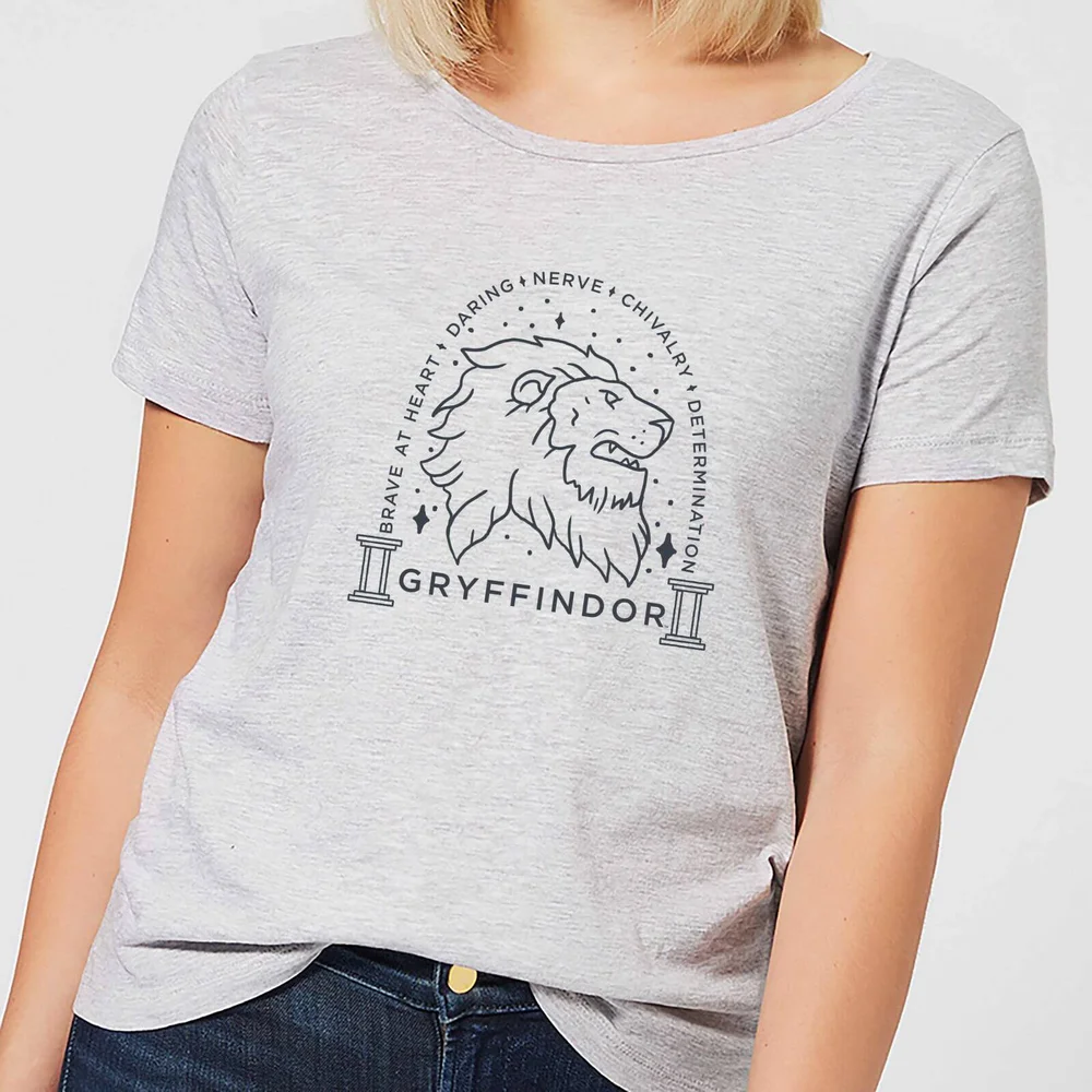 Harry Potter Gryffindor Linework dames t-shirt - Grijs - XS Afbeelding 1