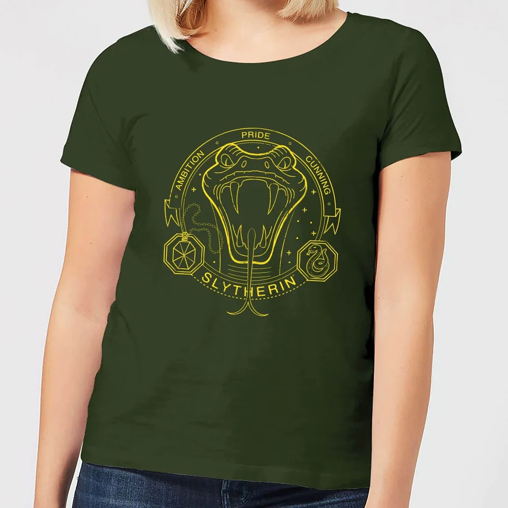 Harry Potter Slytherin Snake Badge dames t-shirt - Donkergroen - S Afbeelding 1
