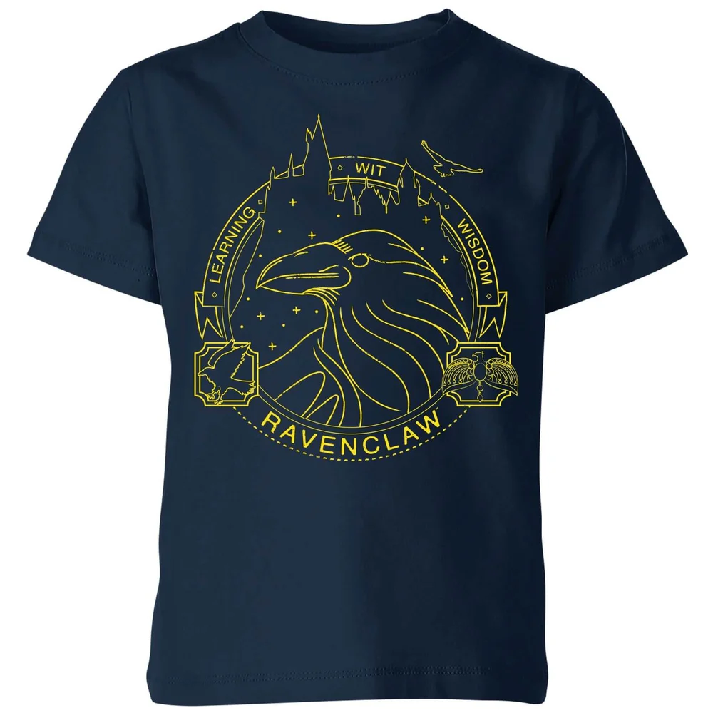 Harry Potter Ravenclaw Raven Badge kinder t-shirt - Navy - 98/104 (3-4 jaar) Afbeelding 1