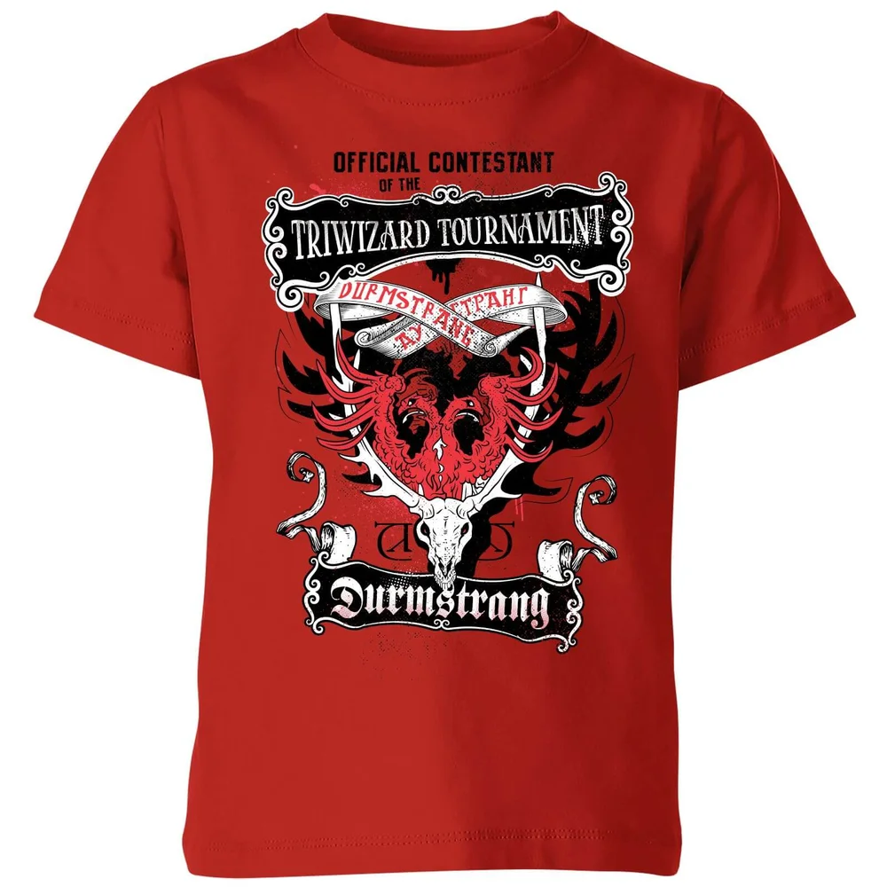 Harry Potter Triwizard Tournament Durmstrang kinder t-shirt - Rood - 98/104 (3-4 jaar) Afbeelding 1