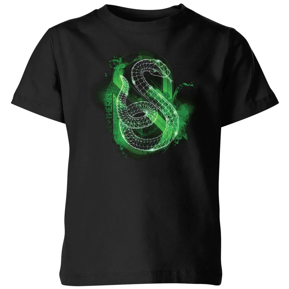 Harry Potter Slytherin Geometric kinder t-shirt - Zwart - 98/104 (3-4 jaar) Afbeelding 1