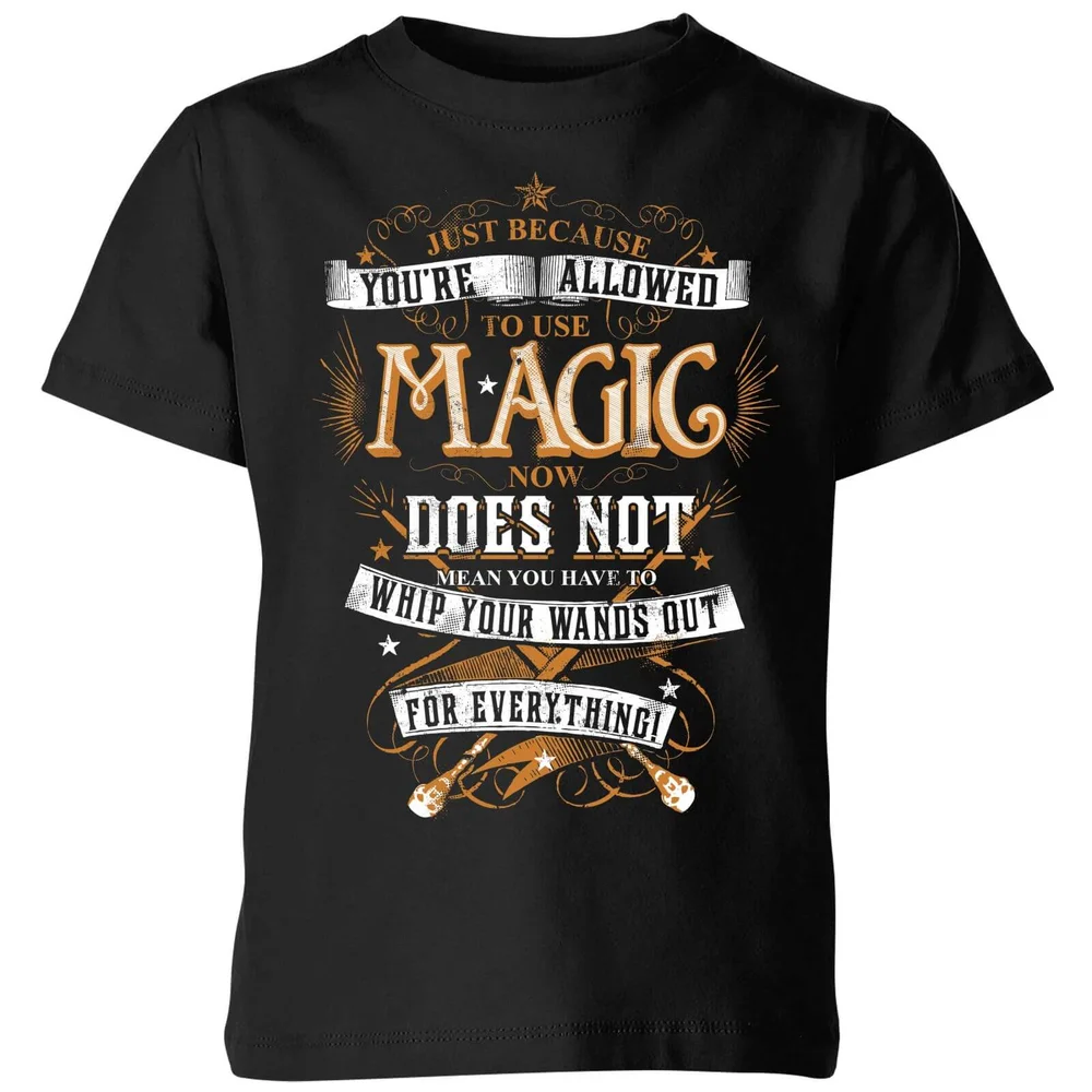 Harry Potter Whip Your Wands Out kinder t-shirt - Zwart - 98/104 (3-4 jaar) Afbeelding 1