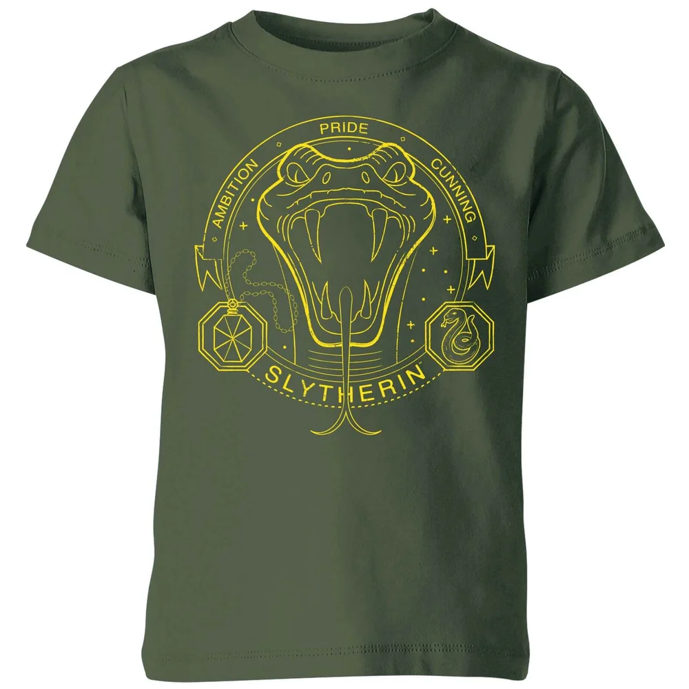 Harry Potter Slytherin Snake Badge kinder t-shirt - Donkergroen - 98/104 (3-4 jaar) Afbeelding 1