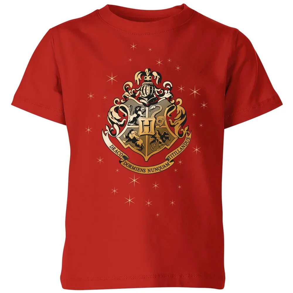 Harry Potter Star Hogwarts Gold Crest kinder t-shirt - Rood - 98/104 (3-4 jaar) Afbeelding 1