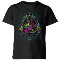 Harry Potter Hogwarts Neon Crest kinder t-shirt - Zwart