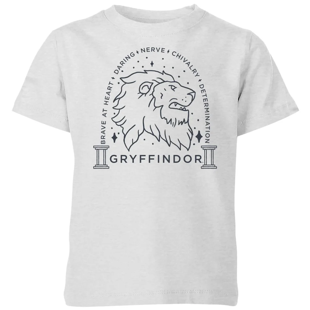 Harry Potter Gryffindor Linework kinder t-shirt - Grijs - 98/104 (3-4 jaar) Afbeelding 1