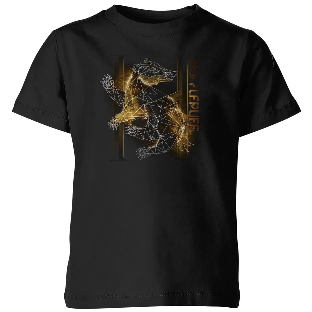 Harry Potter Hufflepuff Geometric kinder t-shirt - Zwart - 98/104 (3-4 jaar) Afbeelding 1