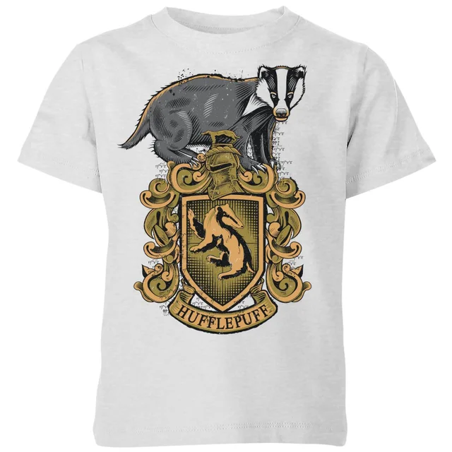 Harry Potter Hufflepuff Drawn Crest kinder t-shirt - Grijs