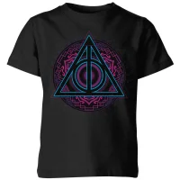 Harry Potter Deathly Hallows Neon kinder t-shirt - Zwart