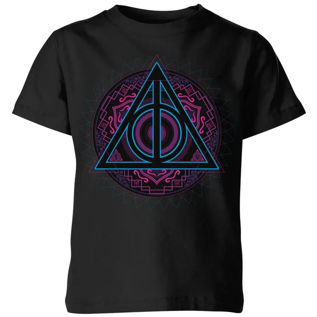 Harry Potter Deathly Hallows Neon kinder t-shirt - Zwart