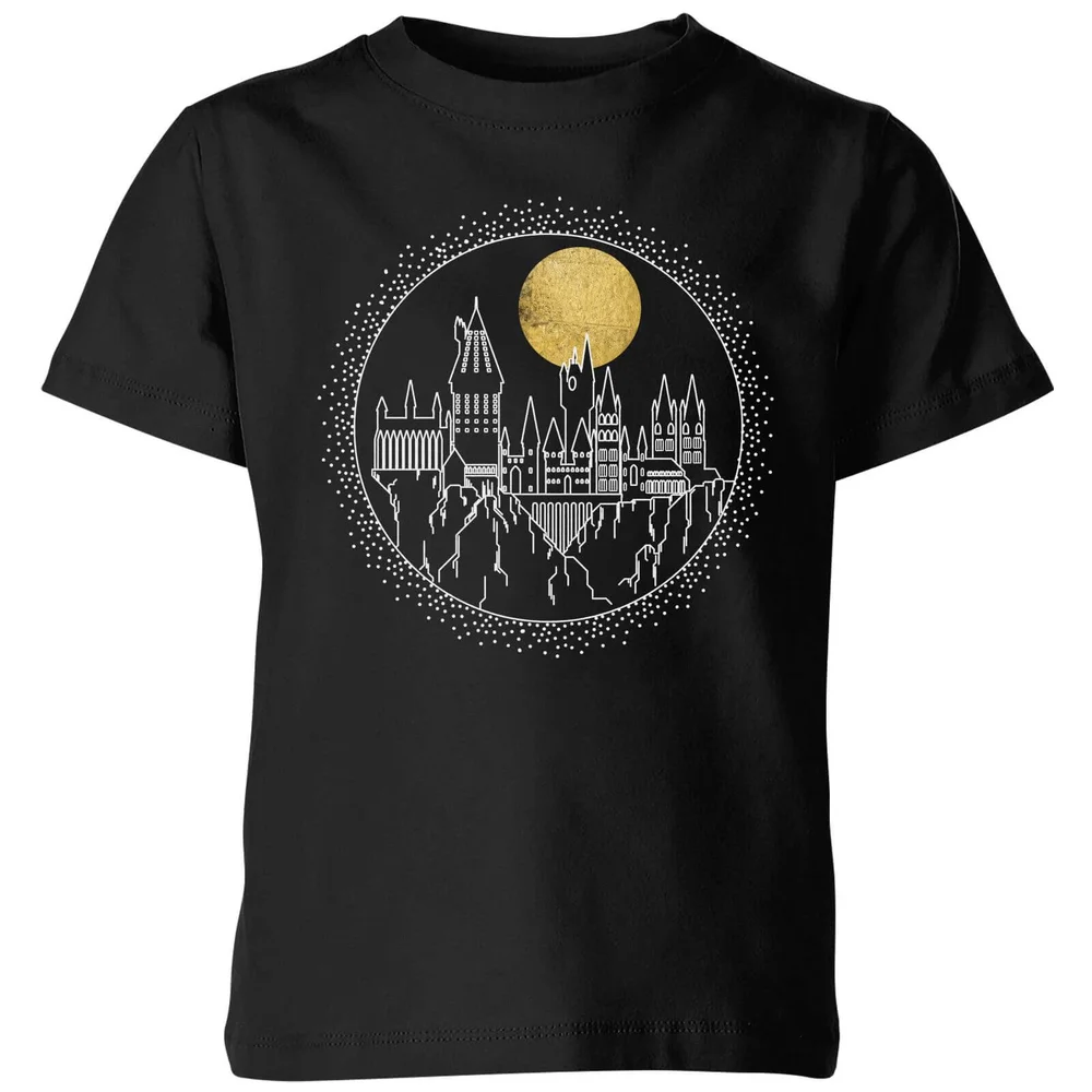 Harry Potter Hogwarts Castle Moon kinder t-shirt - Zwart - 98/104 (3-4 jaar) Afbeelding 1