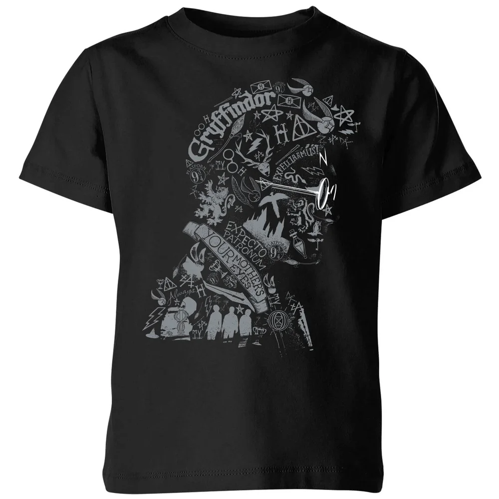 Harry Potter Harry Potter Head kinder t-shirt - Zwart - 98/104 (3-4 jaar) Afbeelding 1