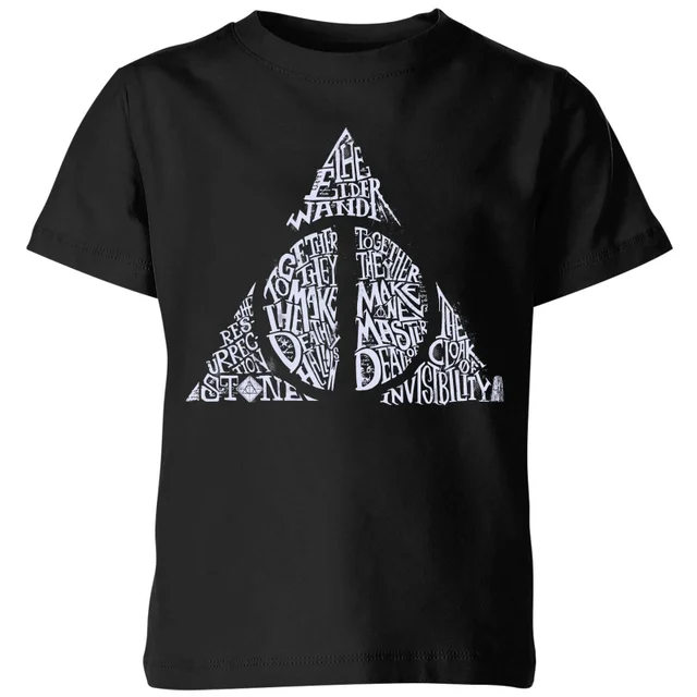 Harry Potter Deathly Hallows Text kinder t-shirt - Zwart