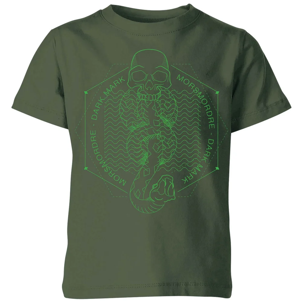 Harry Potter Morsmordre Dark Mark kinder t-shirt - Donkergroen - 98/104 (3-4 jaar) Afbeelding 1