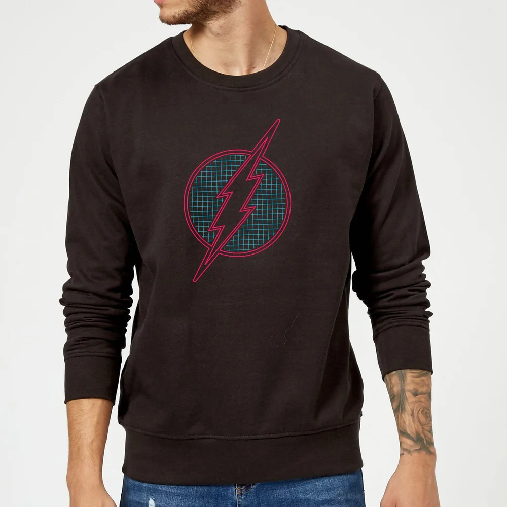 Justice League Flash Retro Grid Logo Sweatshirt - Black - S Afbeelding 1
