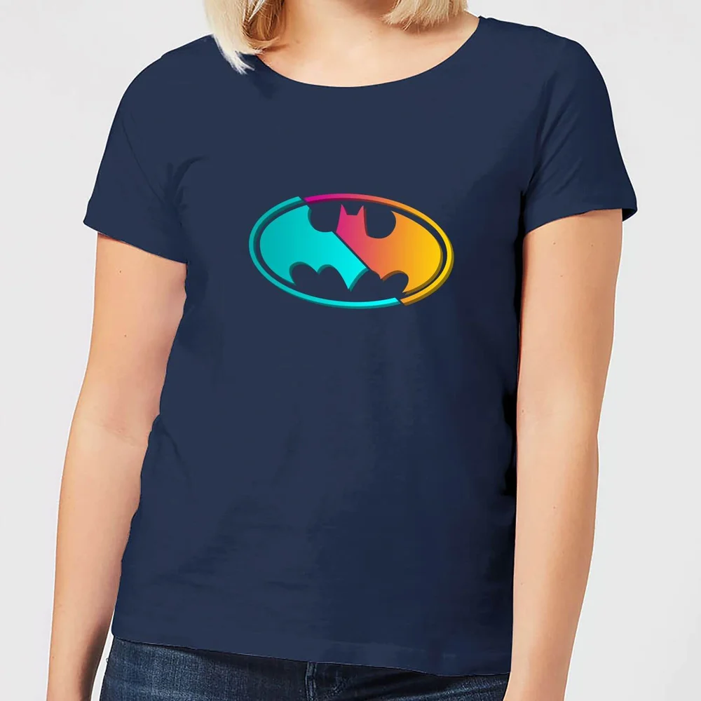 Justice League Neon Batman Women's T-Shirt - Navy - S Afbeelding 1