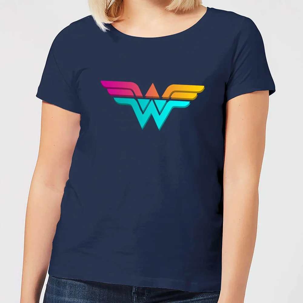 Justice League Neon Wonder Woman Women's T-Shirt - Navy - S Afbeelding 1
