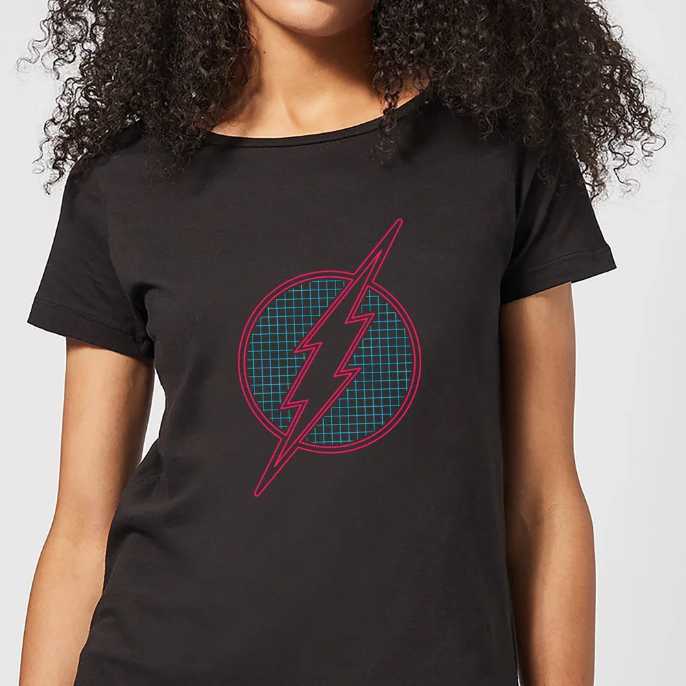 Justice League Flash Retro Grid Logo Women's T-Shirt - Black - S Afbeelding 1