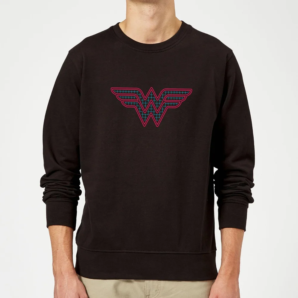 Justice League Wonder Woman Retro Grid Logo Sweatshirt - Black - S Afbeelding 1