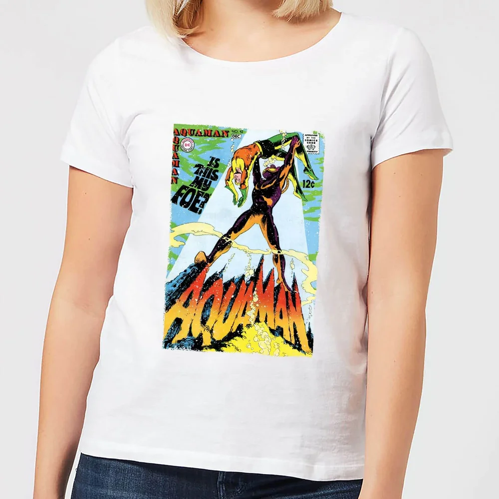 Justice League Aquaman Cover Women's T-Shirt - White - S Afbeelding 1