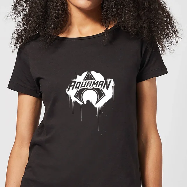 Justice League Graffiti Aquaman Women's T-Shirt - Black