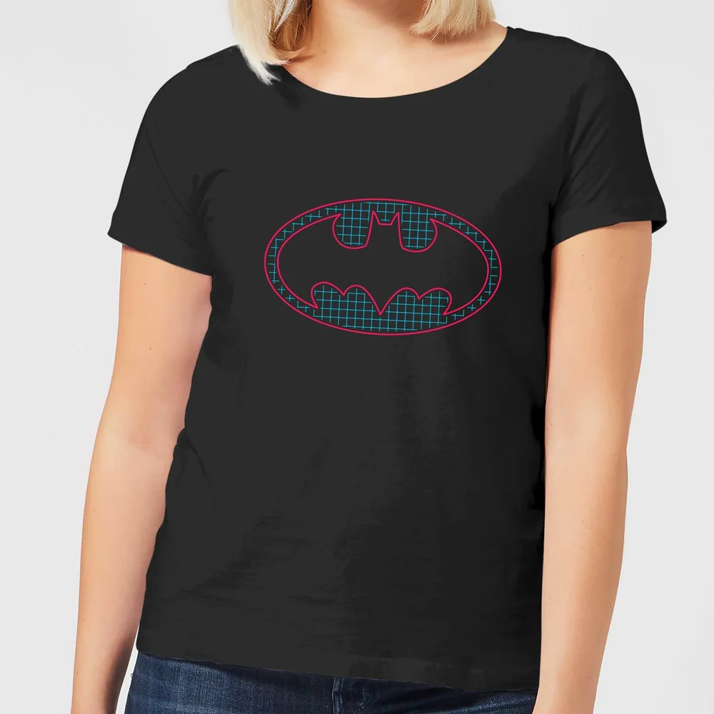 Justice League Batman Retro Grid Logo Women's T-Shirt - Black - S Afbeelding 1
