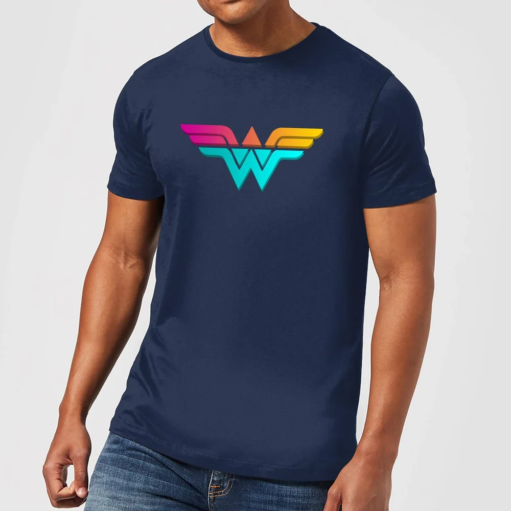 Justice League Neon Wonder Woman Men's T-Shirt - Navy - S Afbeelding 1