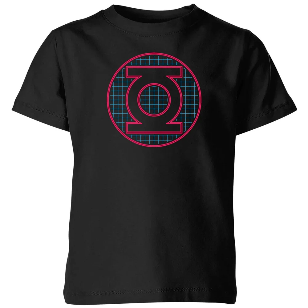 Justice League Green Lantern Retro Grid Logo Kids' T-Shirt - Black - 98/104 (3-4 jaar) Afbeelding 1