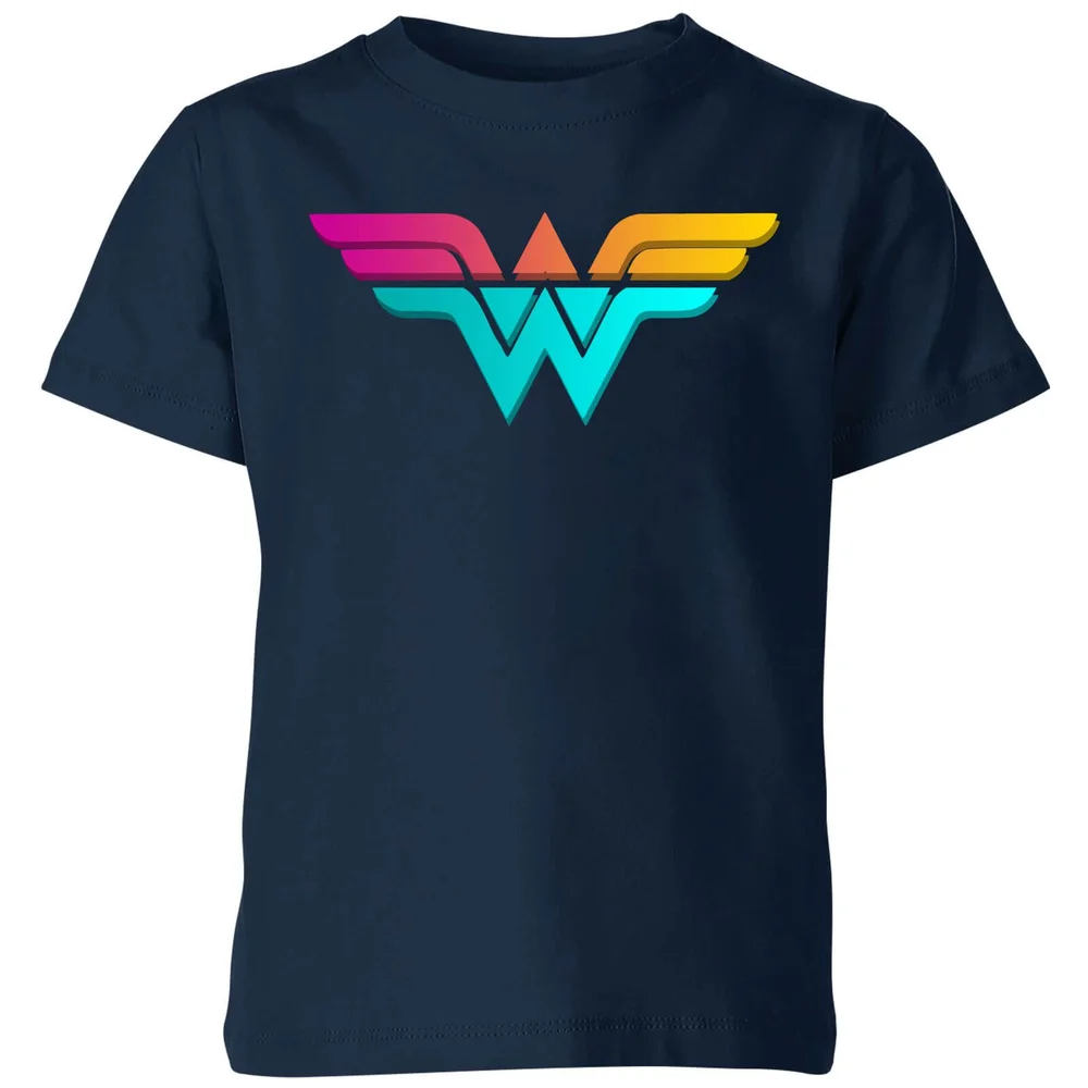 Justice League Neon Wonder Woman Kids' T-Shirt - Navy - 98/104 (3-4 jaar) Afbeelding 1