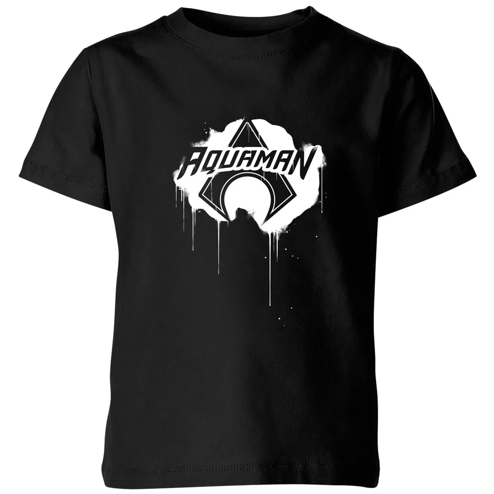 Justice League Graffiti Aquaman Kids' T-Shirt - Black - 98/104 (3-4 jaar) Afbeelding 1