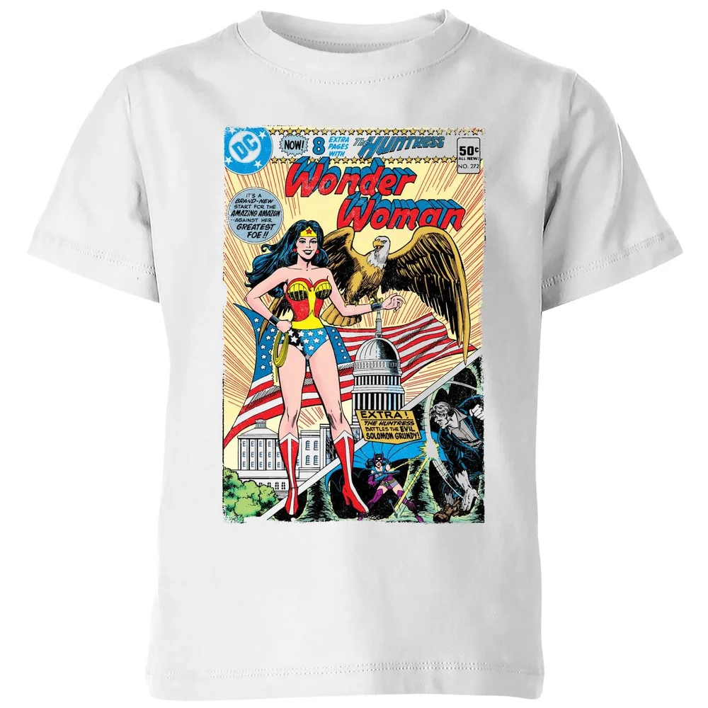 Justice League Wonder Woman Cover Kids' T-Shirt - White - 98/104 (3-4 jaar) Afbeelding 1