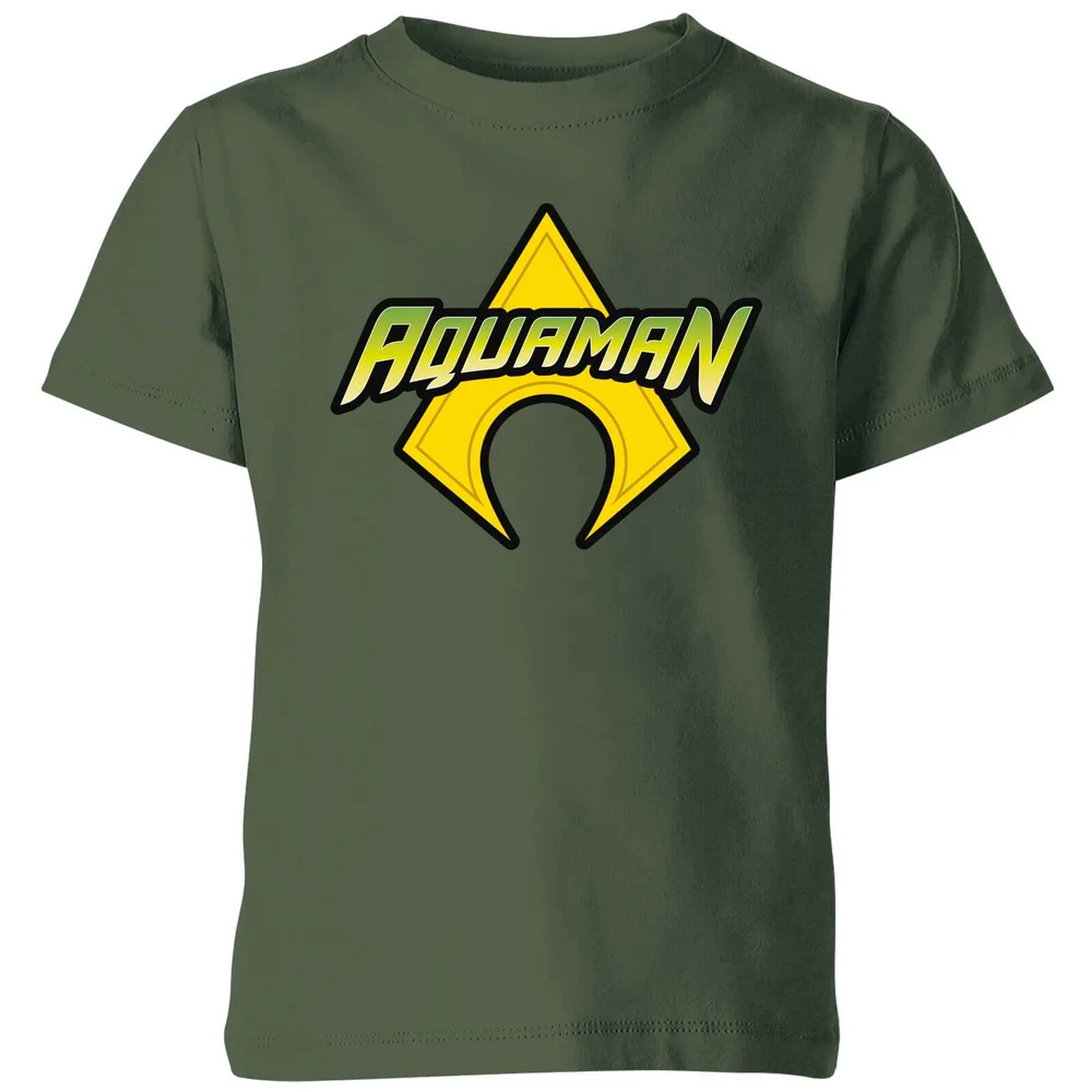 Justice League Aquaman Logo Kids' T-Shirt - Forest Green - 98/104 (3-4 jaar) Afbeelding 1