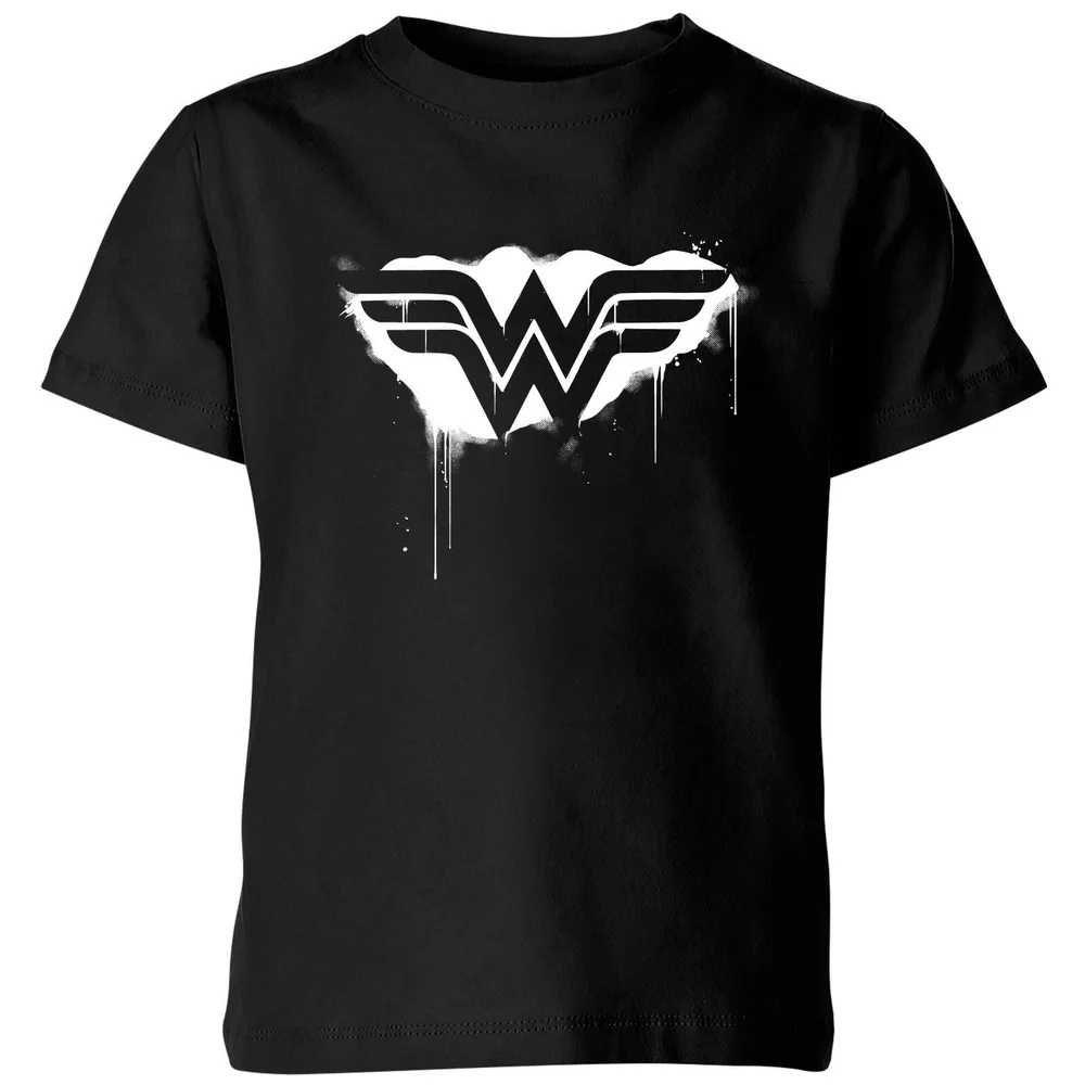 Justice League Graffiti Wonder Woman Kids' T-Shirt - Black - 98/104 (3-4 jaar) Afbeelding 1