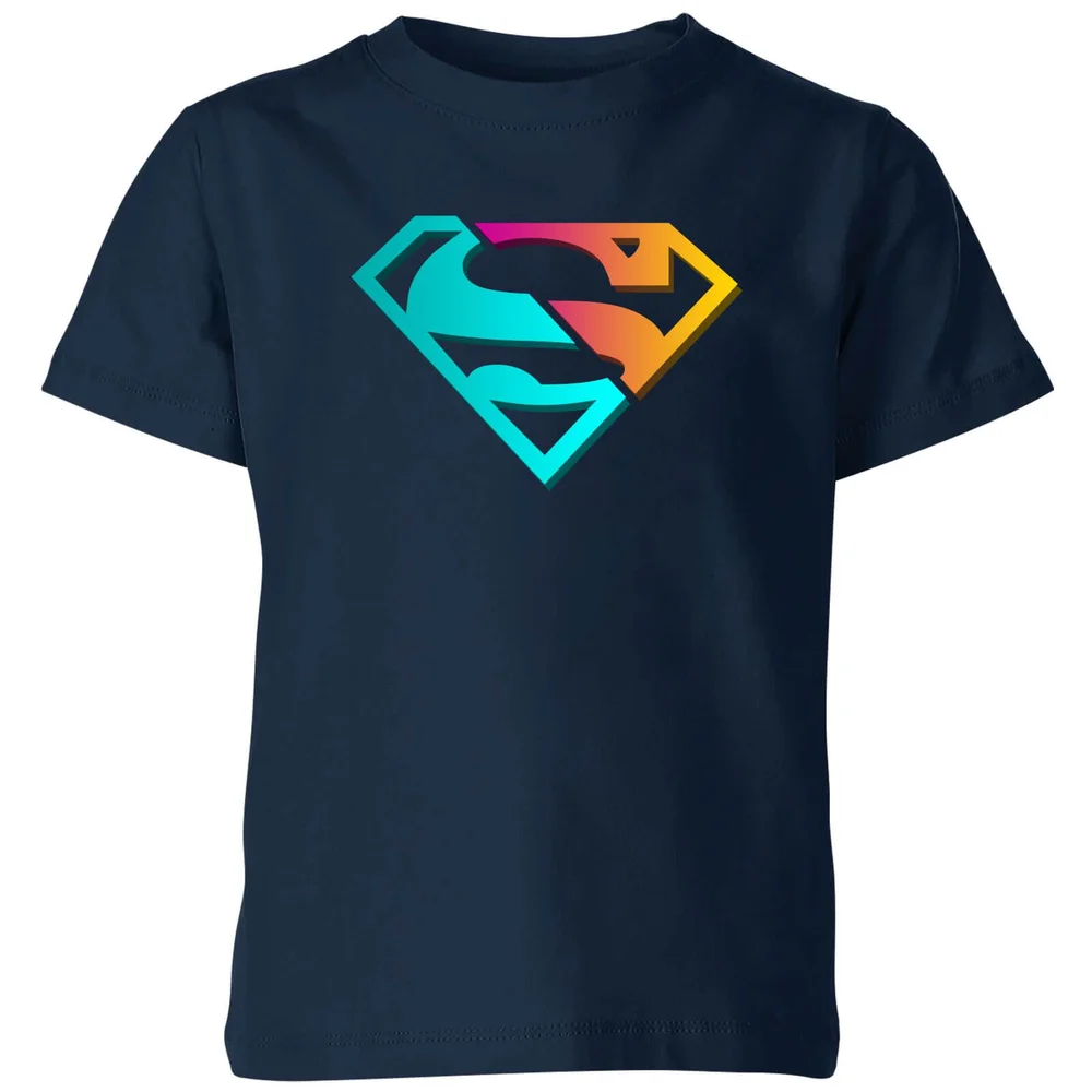 Justice League Neon Superman Kids' T-Shirt - Navy - 98/104 (3-4 jaar) Afbeelding 1